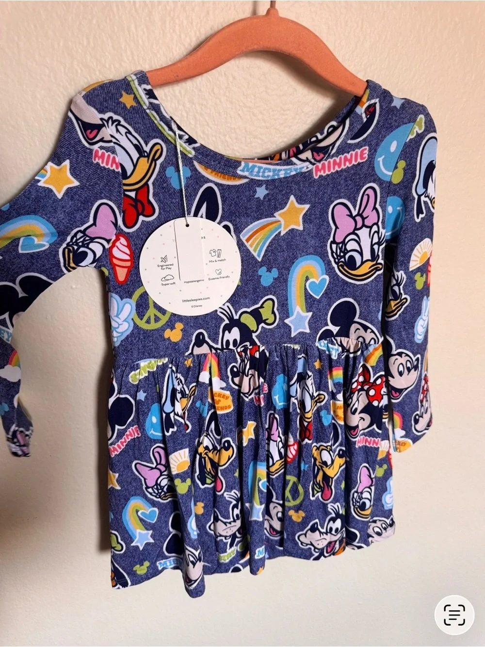 Little Sleepies Disney Mickey’s Clubhouse Twirl Dress with Bodysuit 18-24M NWT